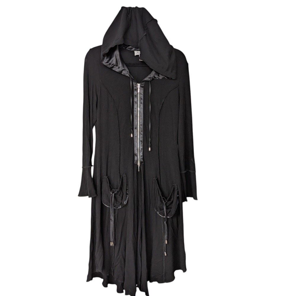 Joseph Ribkoff Long‎ Zip Cardigan Black Sz 10 Whimsigoth Goth Grunge Festival